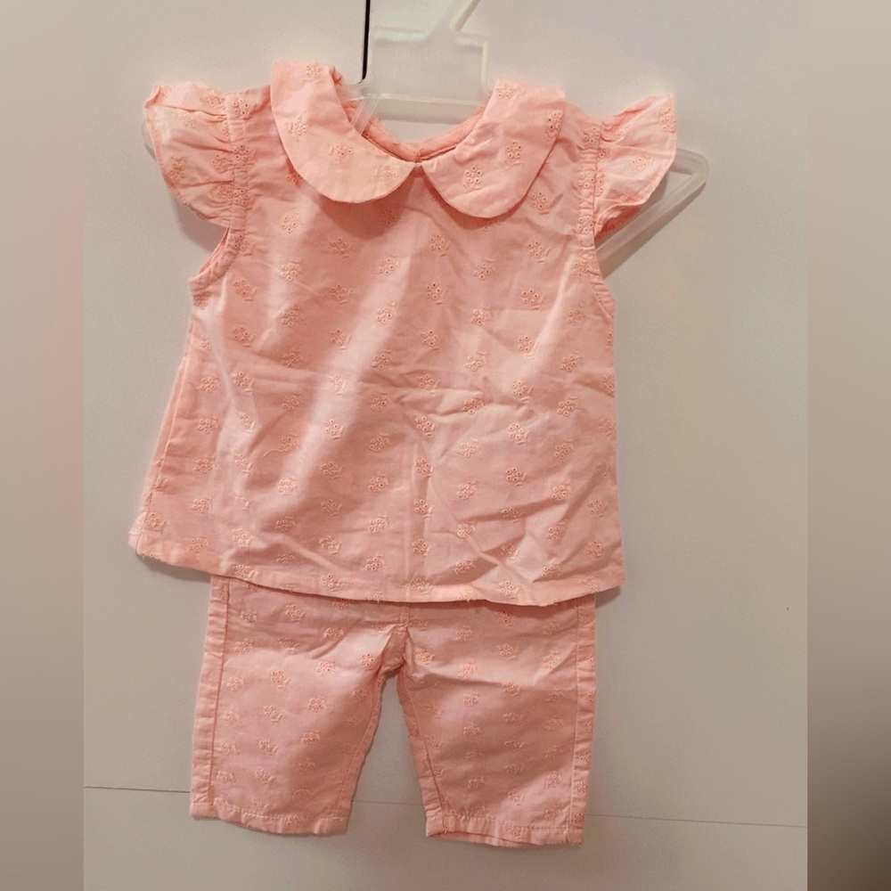 Pink Floral Embroidered Baby Outfit